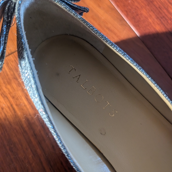 Talbots Sparkling Black Flats with Bow Back - Picture 10 of 12